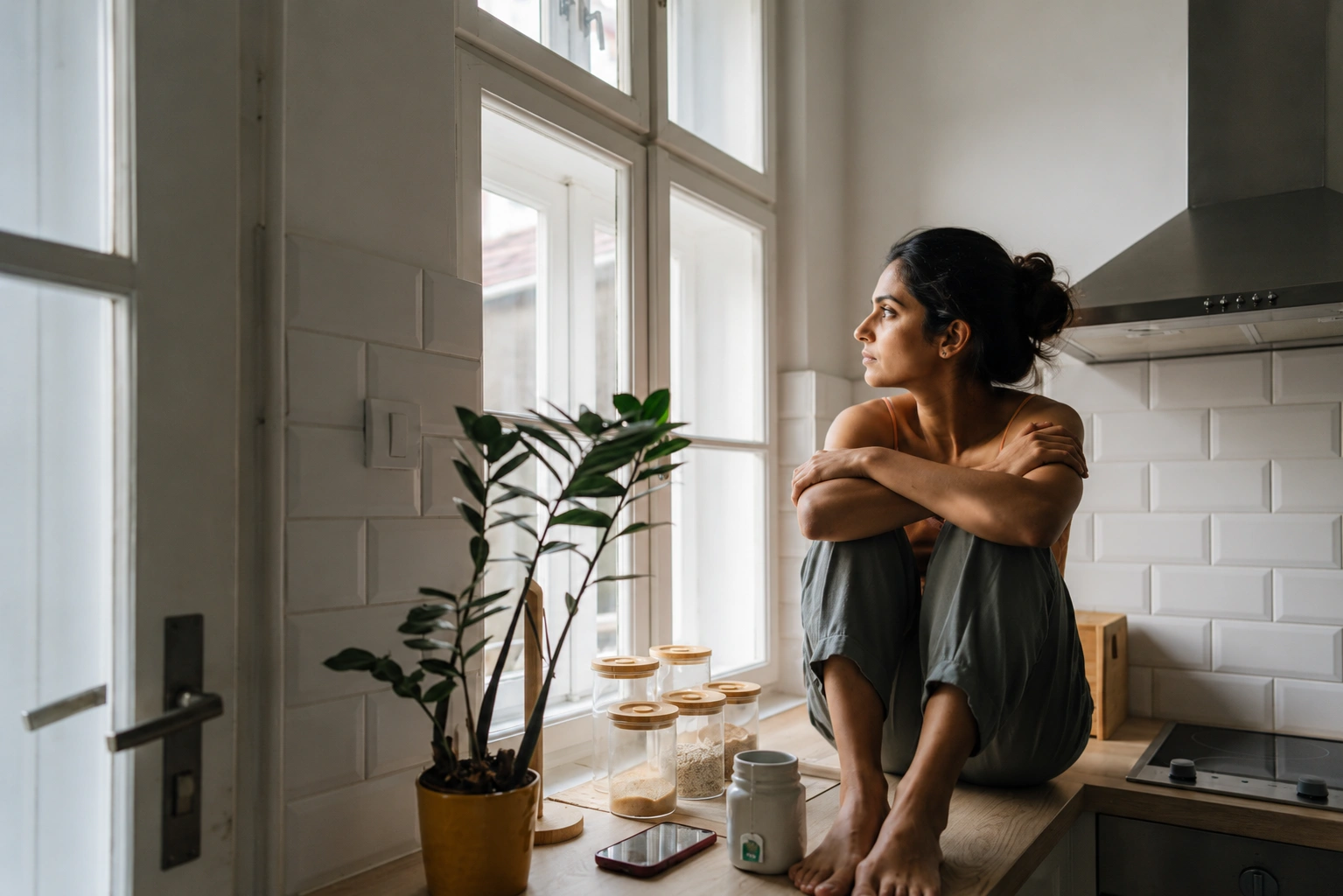 A woman experiencing anxiety and panic symptoms