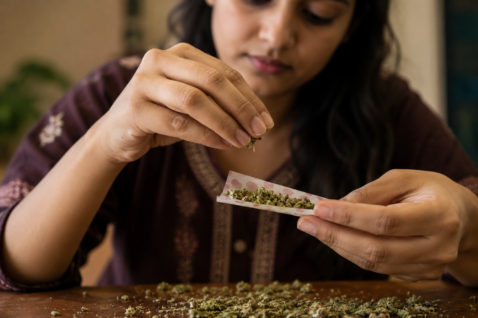 A woman seeking help for bhang dependence at a women-only de-addiction centre