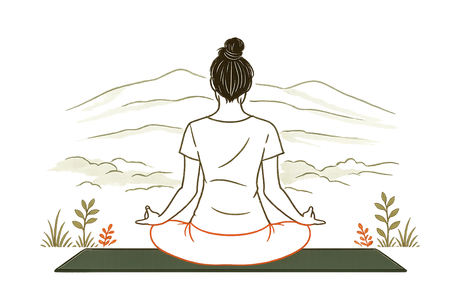 A woman meditating during her residential stay